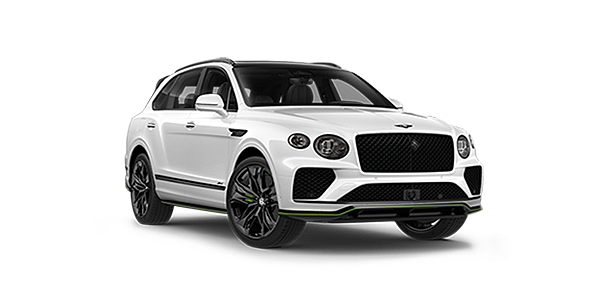 Bentley Bordeaux Bentley Bentayga Speed SUV in Snow Quartz Pearlescent by Mulliner white paint