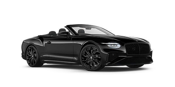 Bentley Bordeaux Bentley Continental GTC Black Edition convertible front three quarters in Onyx black paint