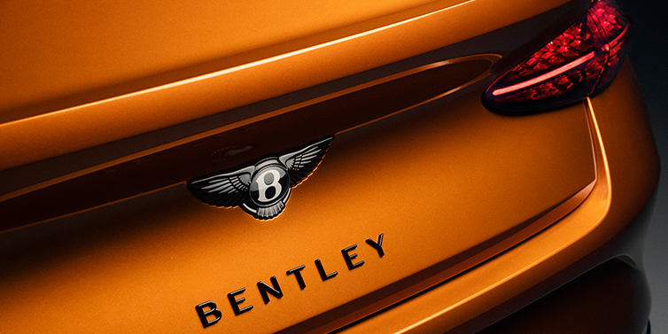 Bentley Bordeaux Bentley Continental GTC Black Edition convertible rear boot detail with Black Bentley Wings badge