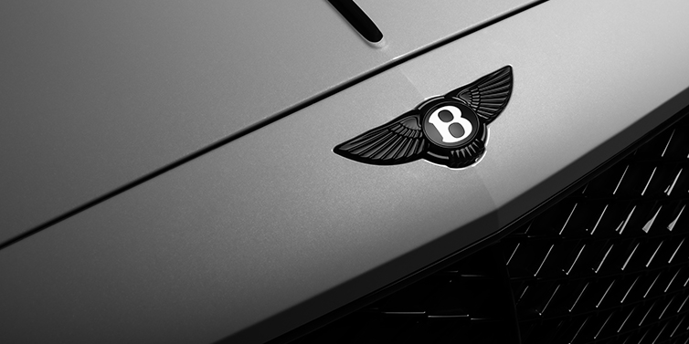 Bentley Bordeaux Bentley Flying Spur Black Edition sedan bonnet with black Bentley Wings emblem